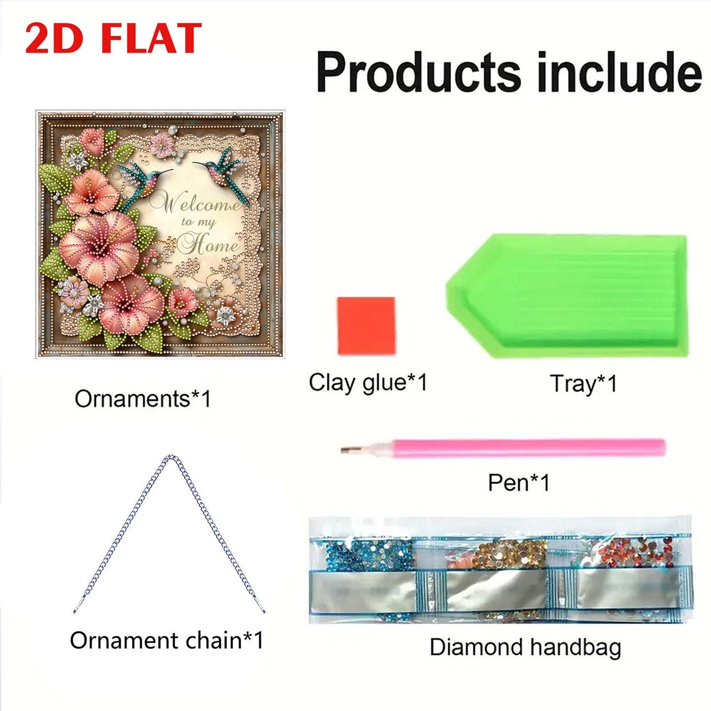 Hummingbird 2D Flat DIY Diamond Art Pendant for Adults Gift Home Window Decor