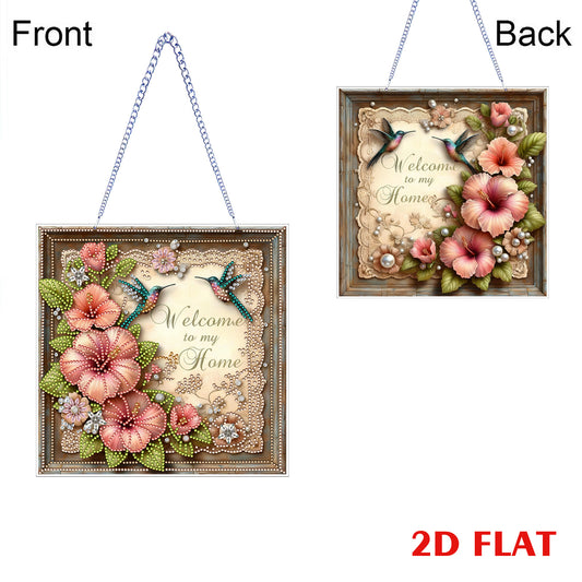 Hummingbird 2D Flat DIY Diamond Art Pendant for Adults Gift Home Window Decor