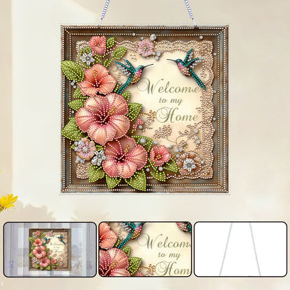 Hummingbird 2D Flat DIY Diamond Art Pendant for Adults Gift Home Window Decor