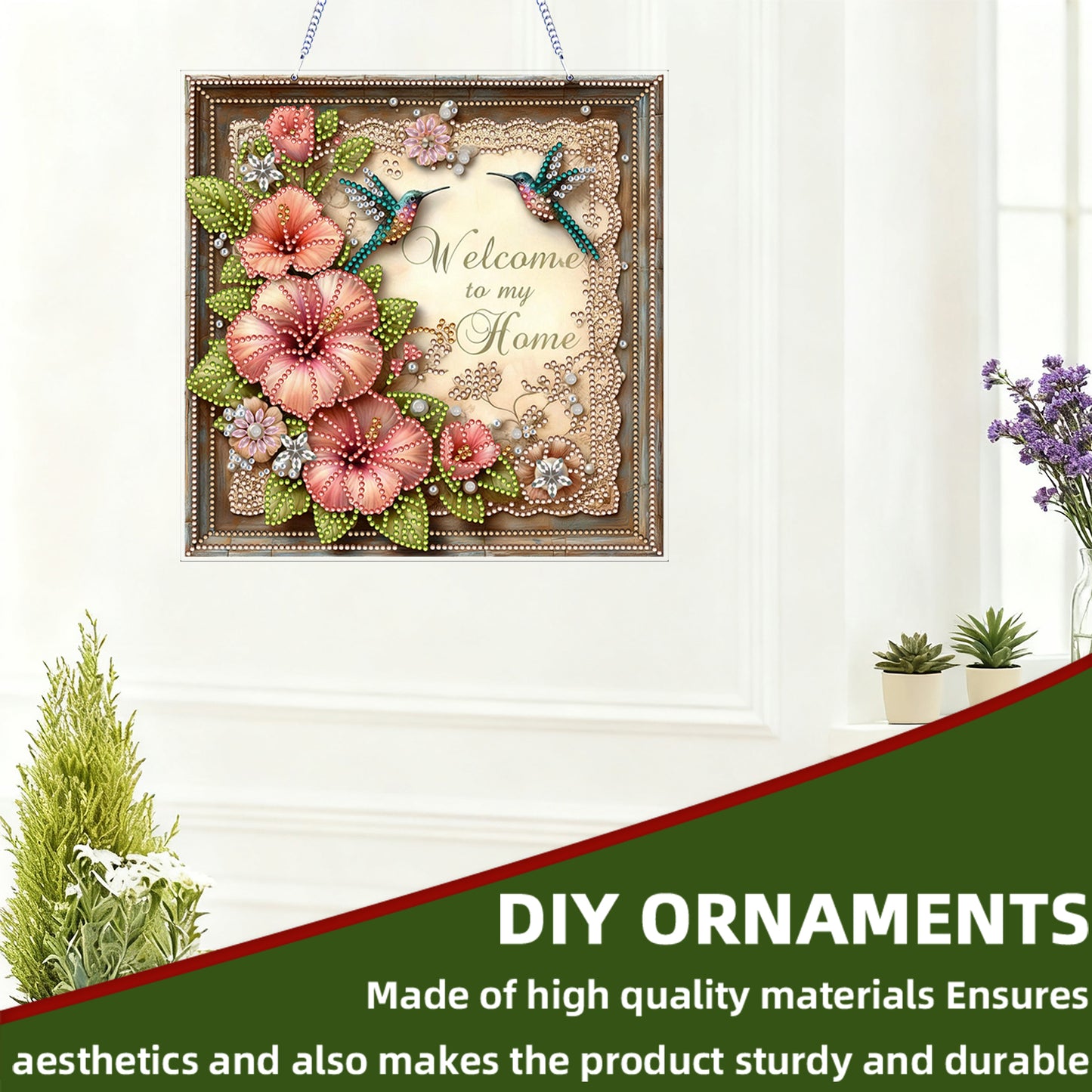 Hummingbird 2D Flat DIY Diamond Art Pendant for Adults Gift Home Window Decor