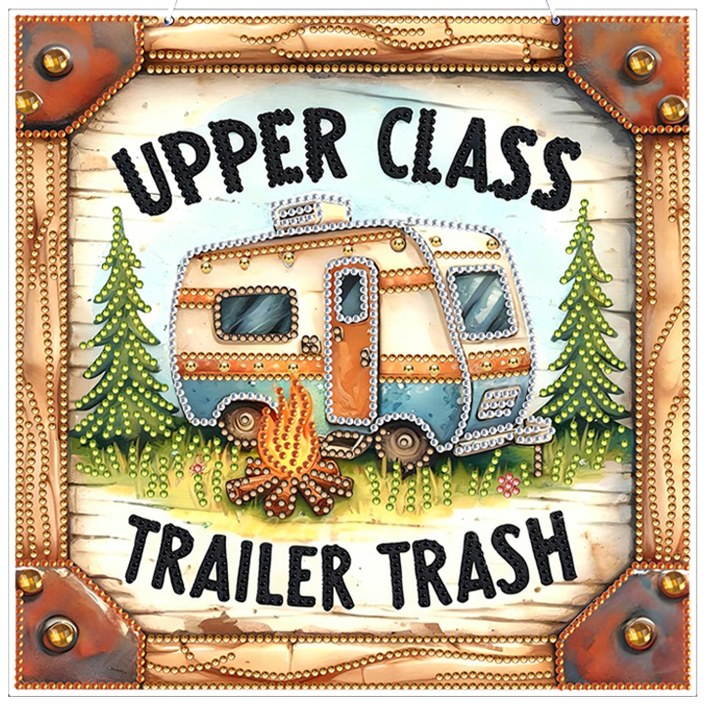 Camping 2D Flat DIY Acrylic Diamond Art Pendant for Adult Gift Home Window Decor