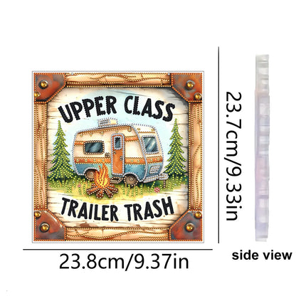 Camping 2D Flat DIY Acrylic Diamond Art Pendant for Adult Gift Home Window Decor