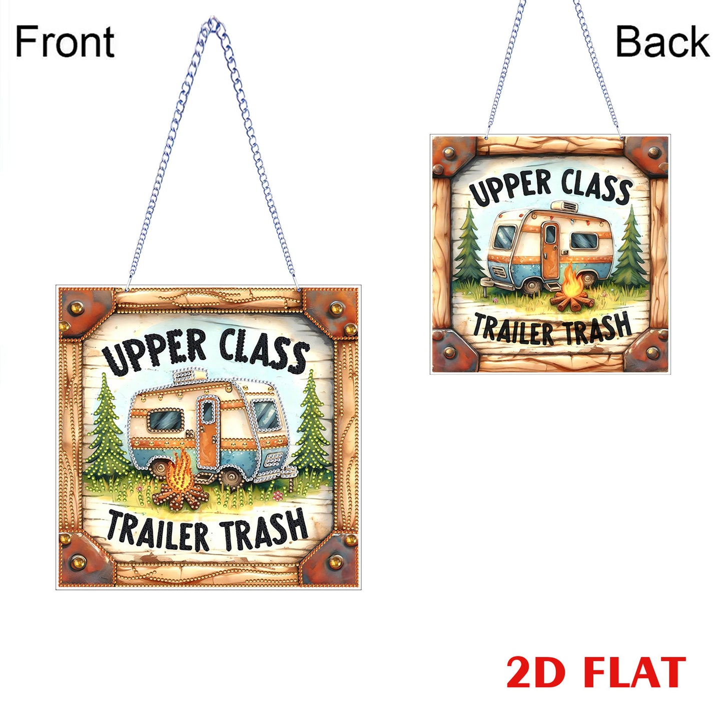 Camping 2D Flat DIY Acrylic Diamond Art Pendant for Adult Gift Home Window Decor