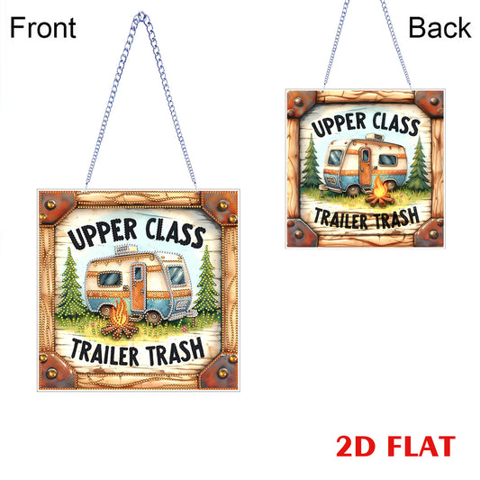 Camping 2D Flat DIY Acrylic Diamond Art Pendant for Adult Gift Home Window Decor
