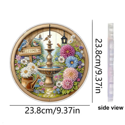 Fountain 2D Flat DIY Diamond Art Pendant for Adults Gift Home Wall Window Decor