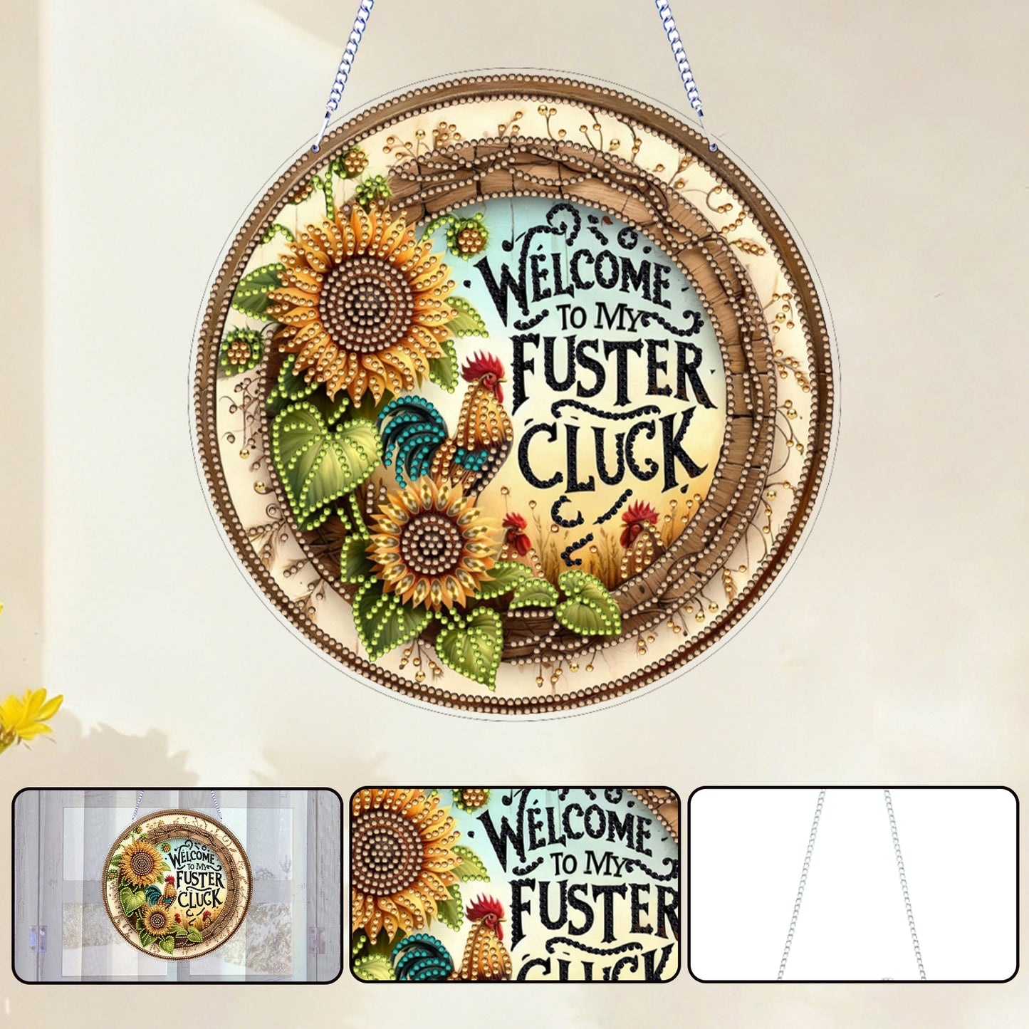 Sunflower 2D Flat DIY Diamond Art Pendant for Adults Gift Home Wall Window Decor