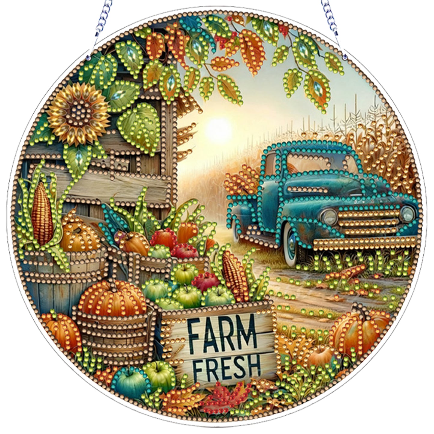 Car 2D Flat DIY Acrylic Diamond Art Pendant for Adults Gift Home Window Decor