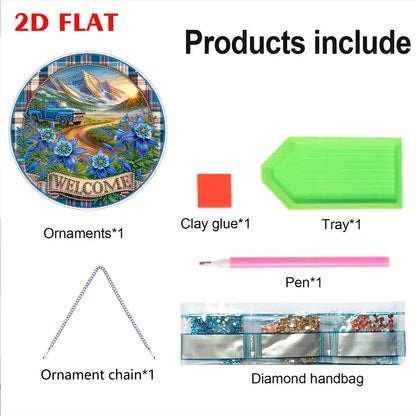 Mountain 2D Flat DIY Diamond Art Pendant for Adults Gift Home Window Wall Decor