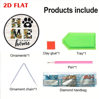 Home 2D Flat DIY Acrylic Diamond Art Pendant for Adults Gift Home Window Decor