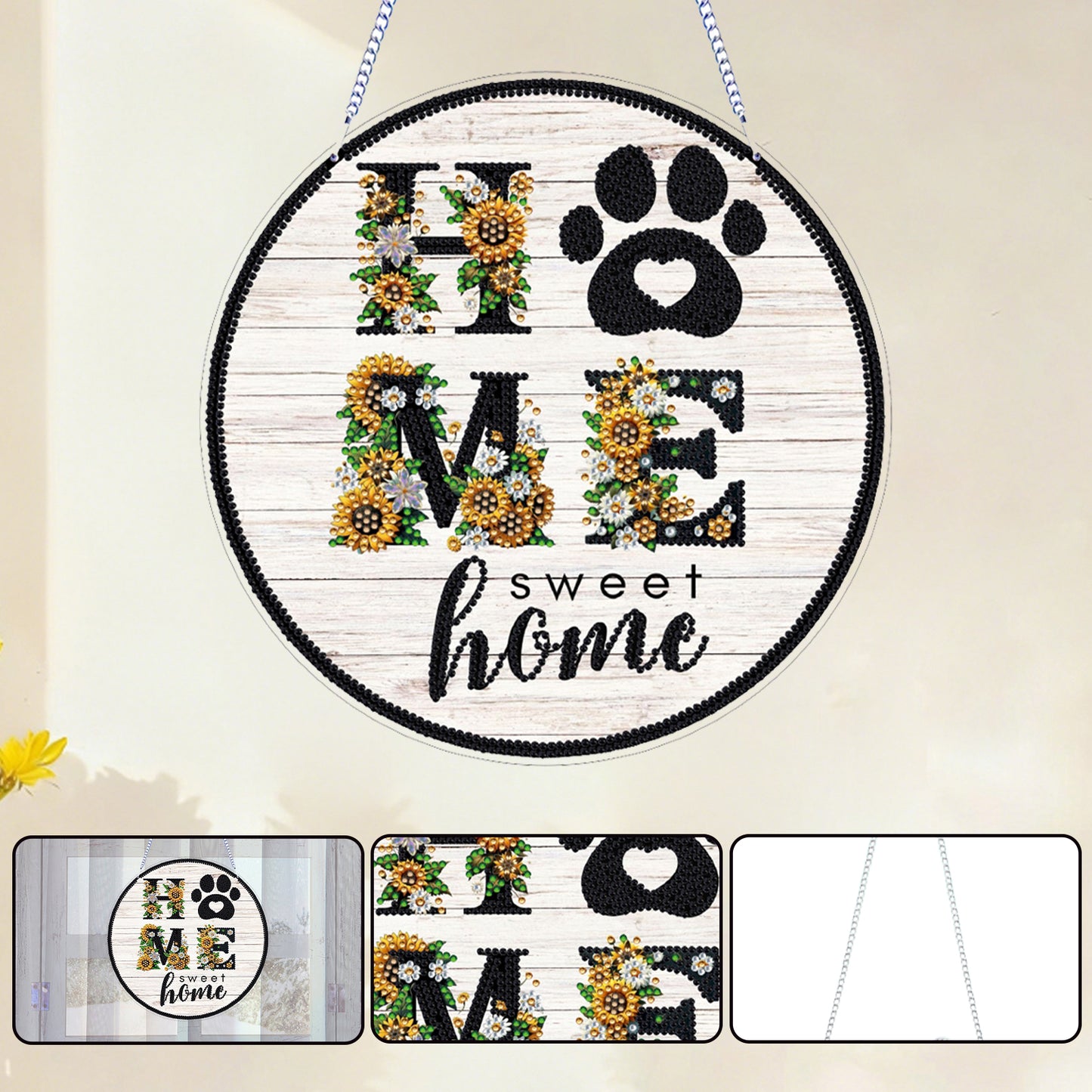 Home 2D Flat DIY Acrylic Diamond Art Pendant for Adults Gift Home Window Decor