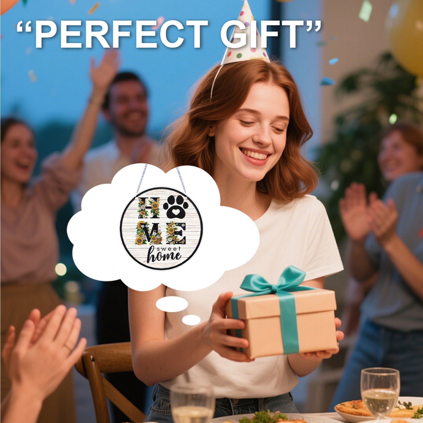 Home 2D Flat DIY Acrylic Diamond Art Pendant for Adults Gift Home Window Decor