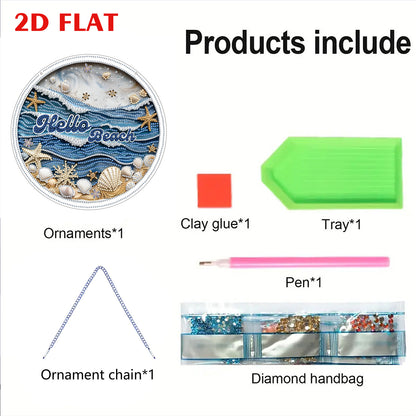 Waves 2D Flat DIY Acrylic Diamond Art Pendant for Adults Gift Home Window Decor