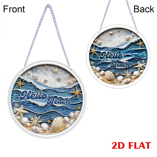 Waves 2D Flat DIY Acrylic Diamond Art Pendant for Adults Gift Home Window Decor