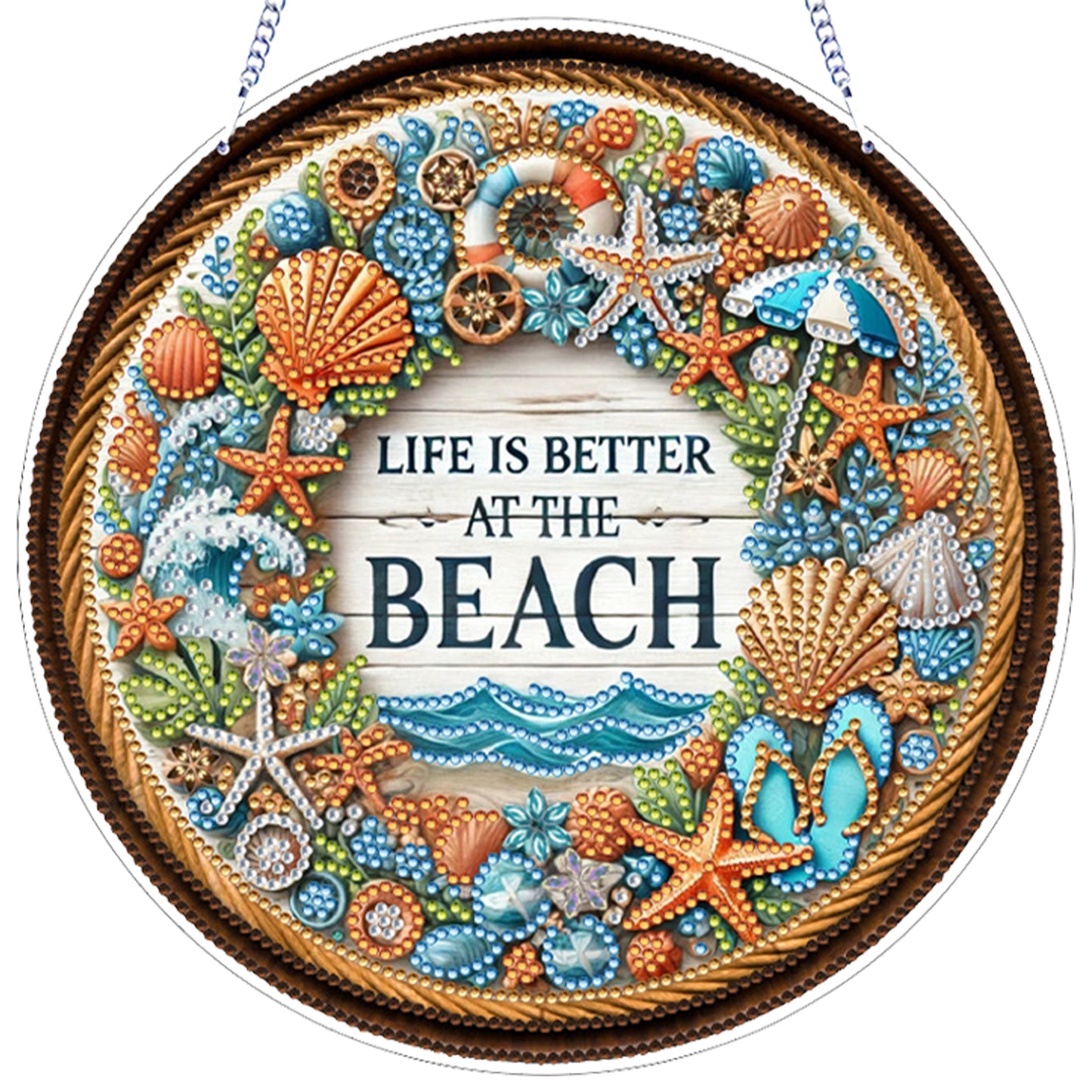 Seashell 2D Flat DIY Diamond Art Pendant for Adults Gift Home Window Wall Decor