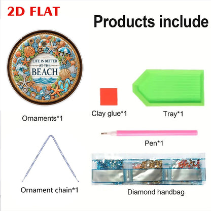 Seashell 2D Flat DIY Diamond Art Pendant for Adults Gift Home Window Wall Decor