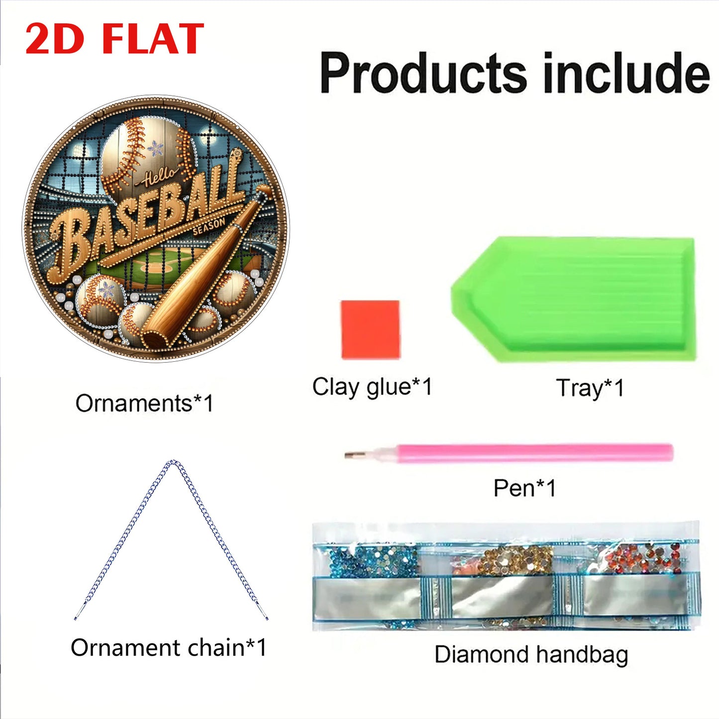 Baseball 2D Flat DIY Diamond Art Pendant for Adults Gift Home Window Wall Decor