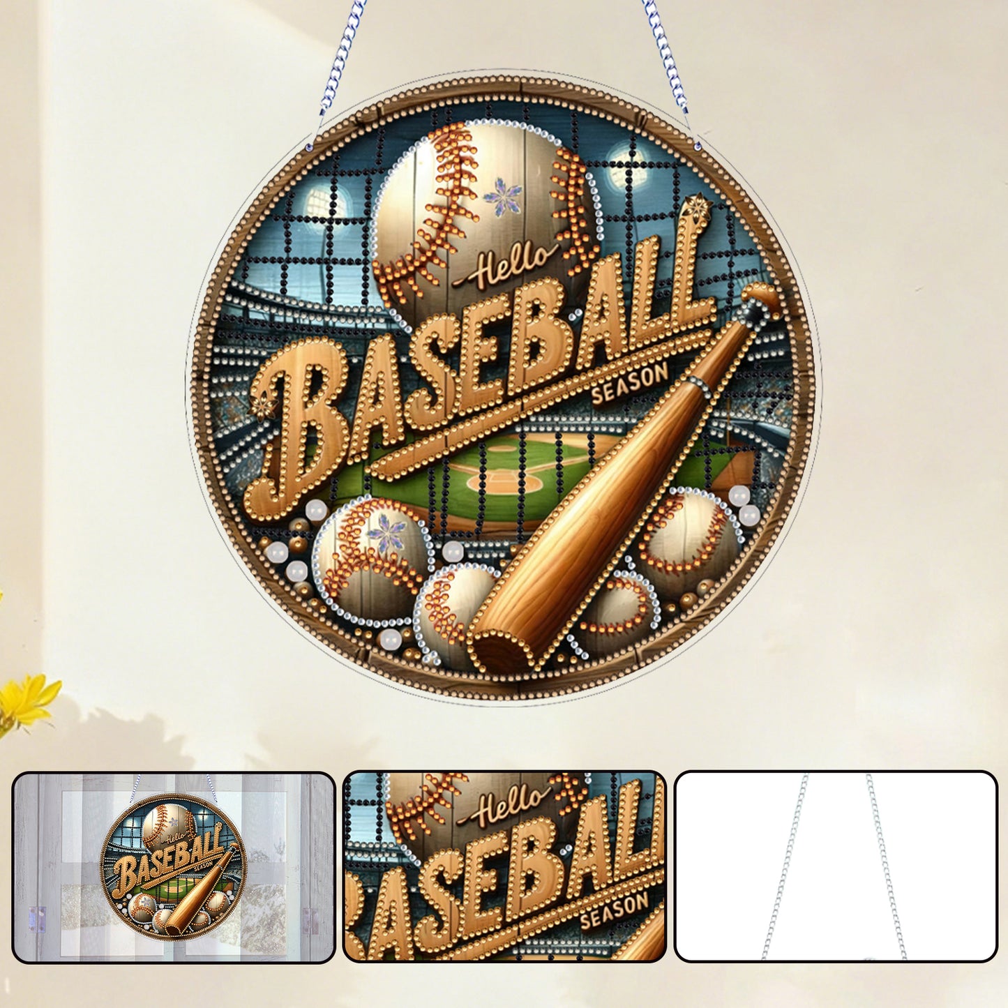 Baseball 2D Flat DIY Diamond Art Pendant for Adults Gift Home Window Wall Decor