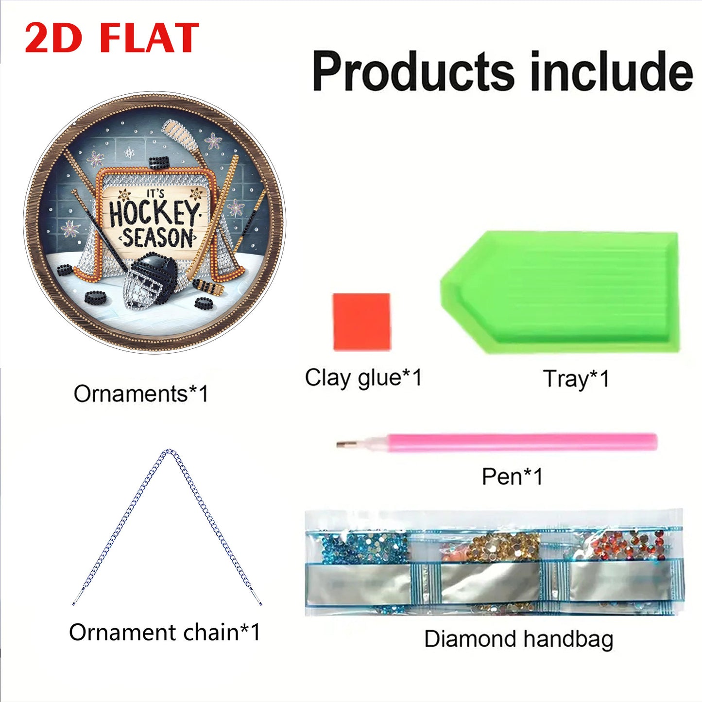Hockey 2D Flat DIY Acrylic Diamond Art Pendant for Adults Gift Home Window Decor