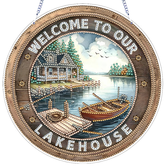 House 2D Flat DIY Acrylic Diamond Art Pendant for Adults Gift Home Window Decor