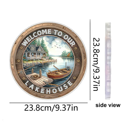 House 2D Flat DIY Acrylic Diamond Art Pendant for Adults Gift Home Window Decor