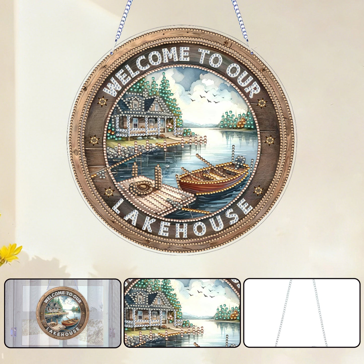 House 2D Flat DIY Acrylic Diamond Art Pendant for Adults Gift Home Window Decor