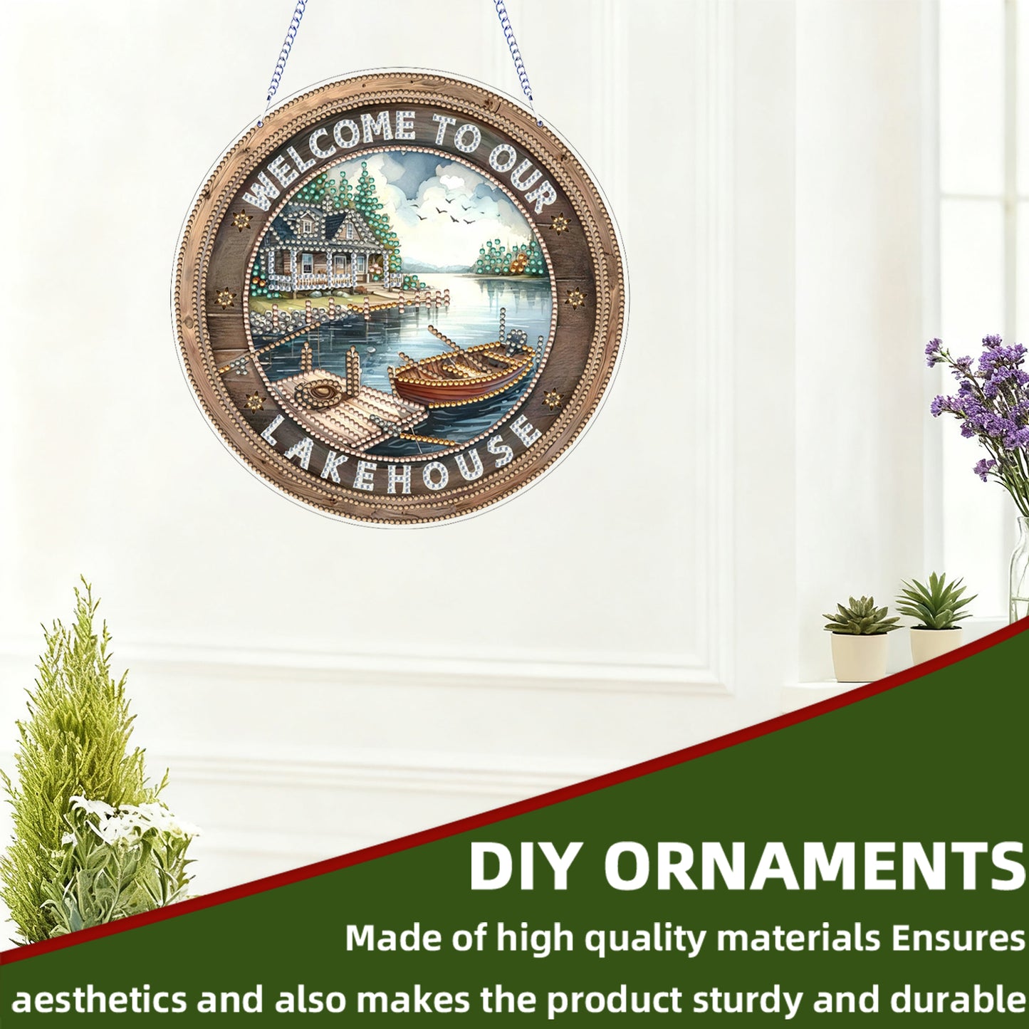 House 2D Flat DIY Acrylic Diamond Art Pendant for Adults Gift Home Window Decor