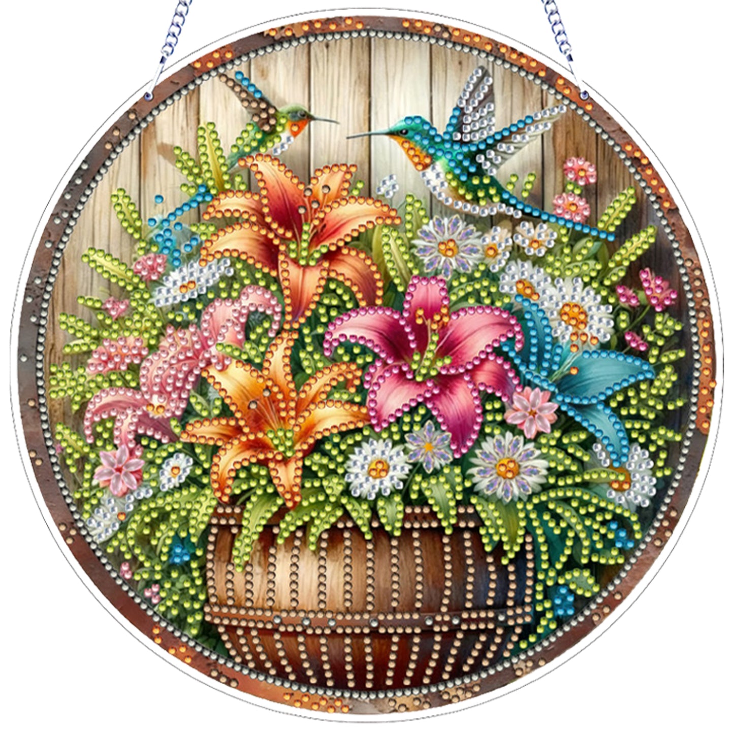 Flower 2D Flat DIY Acrylic Diamond Art Pendant for Adults Gift Home Window Decor