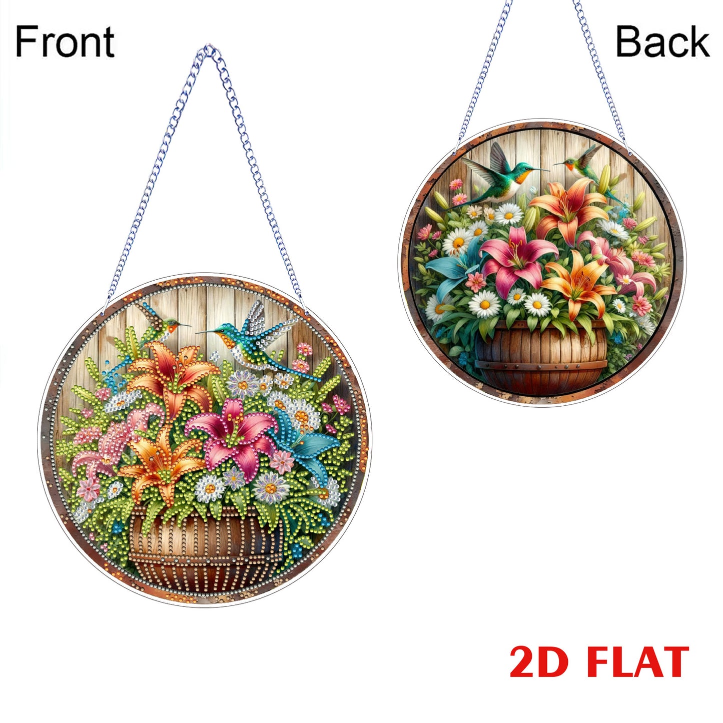 Flower 2D Flat DIY Acrylic Diamond Art Pendant for Adults Gift Home Window Decor