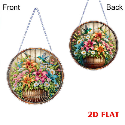 Flower 2D Flat DIY Acrylic Diamond Art Pendant for Adults Gift Home Window Decor