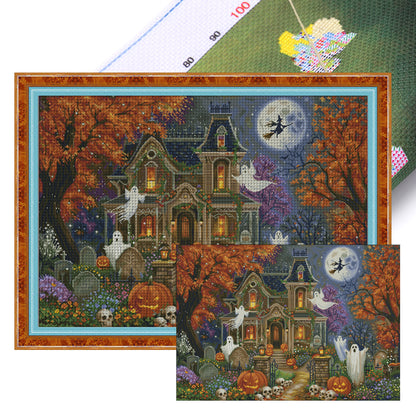 Halloween Screaming Manor - 14CT Stamped Cross Stitch 85*65CM(Fairy Brand)