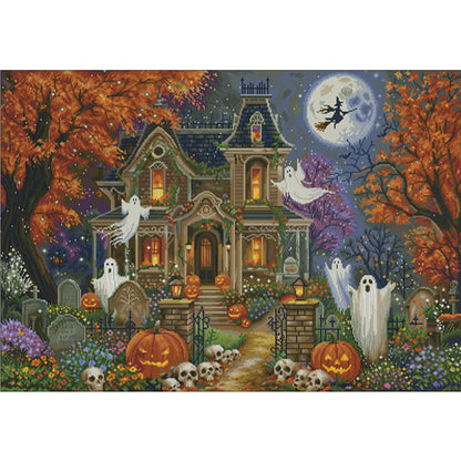 Halloween Screaming Manor - 14CT Stamped Cross Stitch 85*65CM(Fairy Brand)