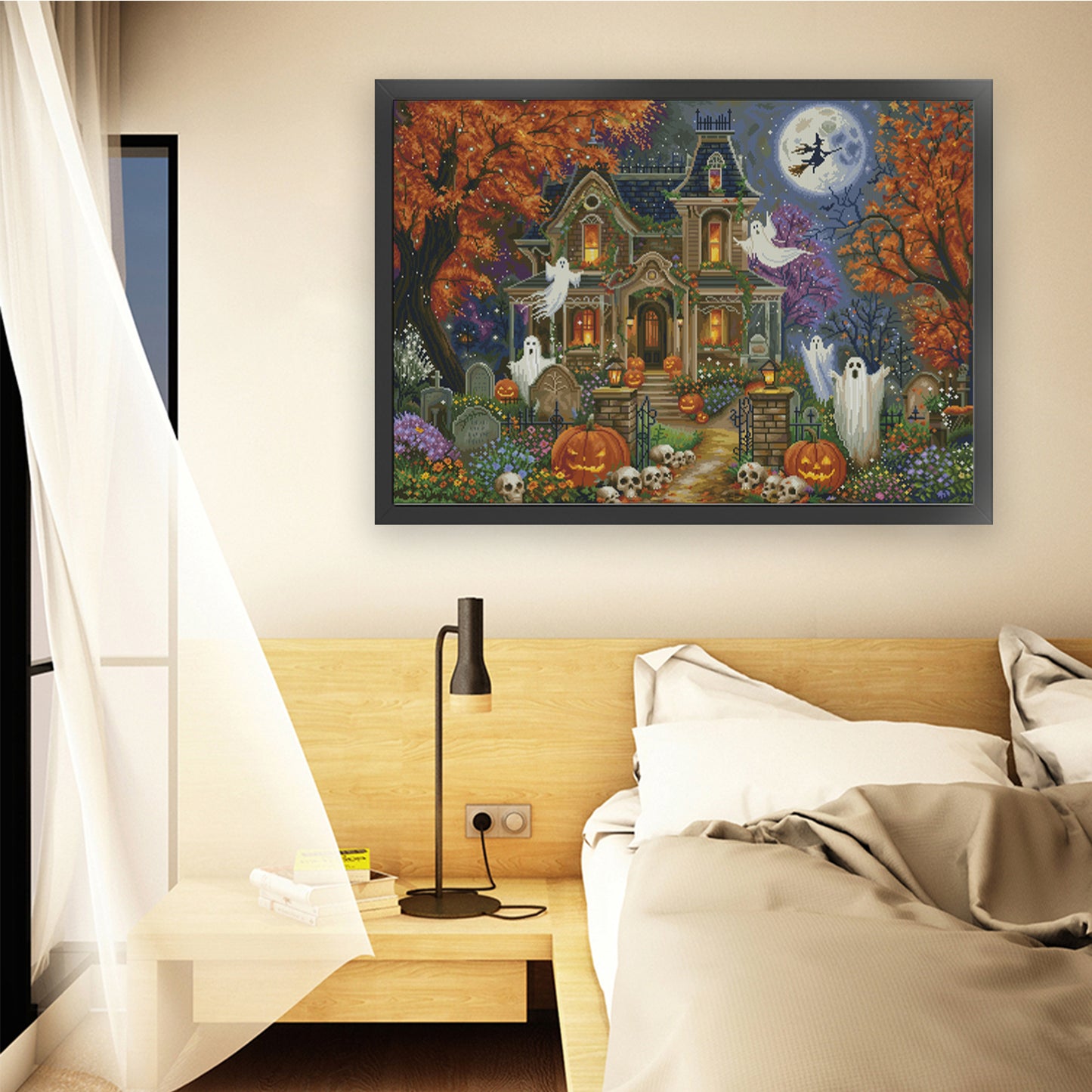 Halloween Screaming Manor - 14CT Stamped Cross Stitch 85*65CM(Fairy Brand)