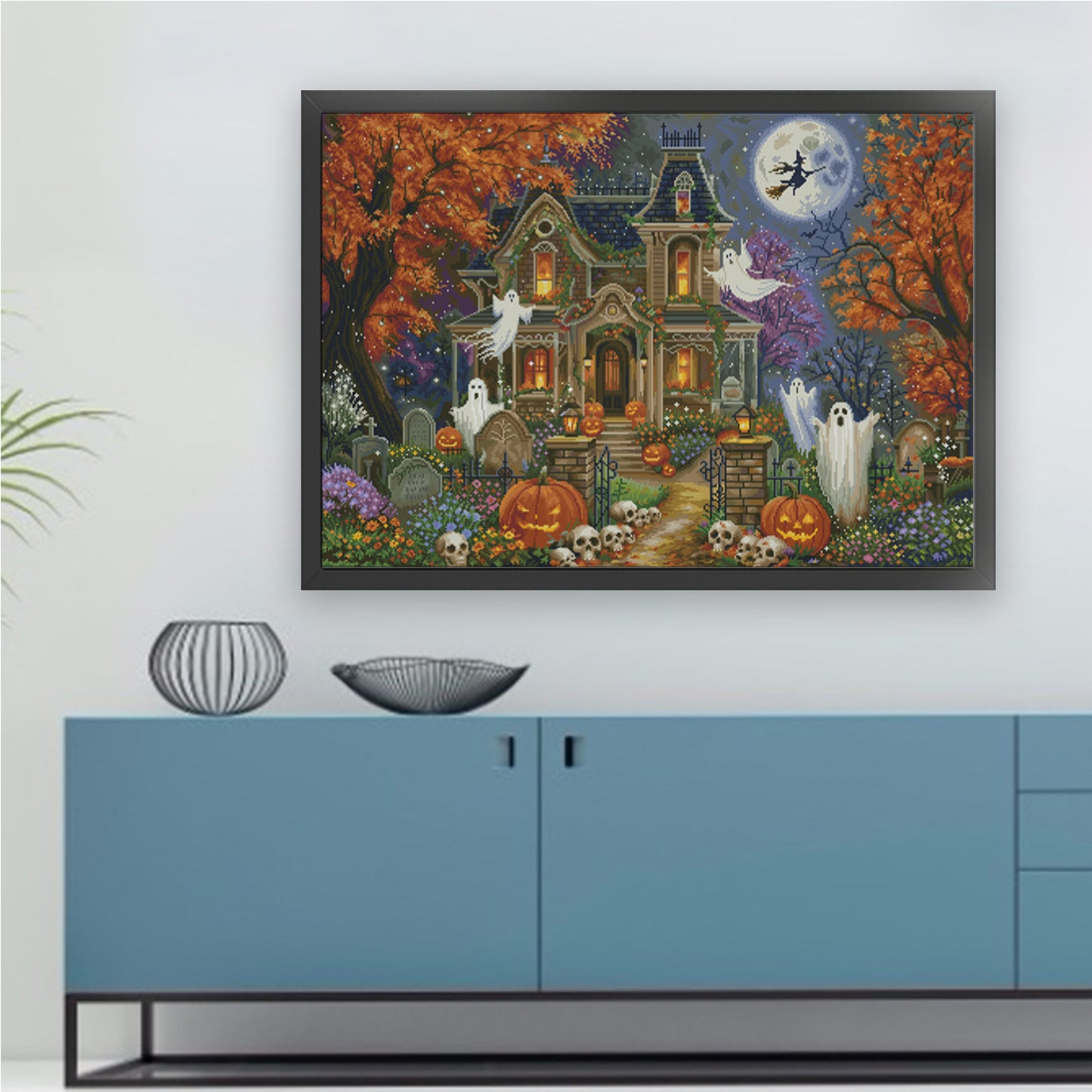Halloween Screaming Manor - 14CT Stamped Cross Stitch 85*65CM(Fairy Brand)