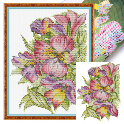 Irises - 14CT Stamped Cross Stitch 26*35CM(Joy Sunday)
