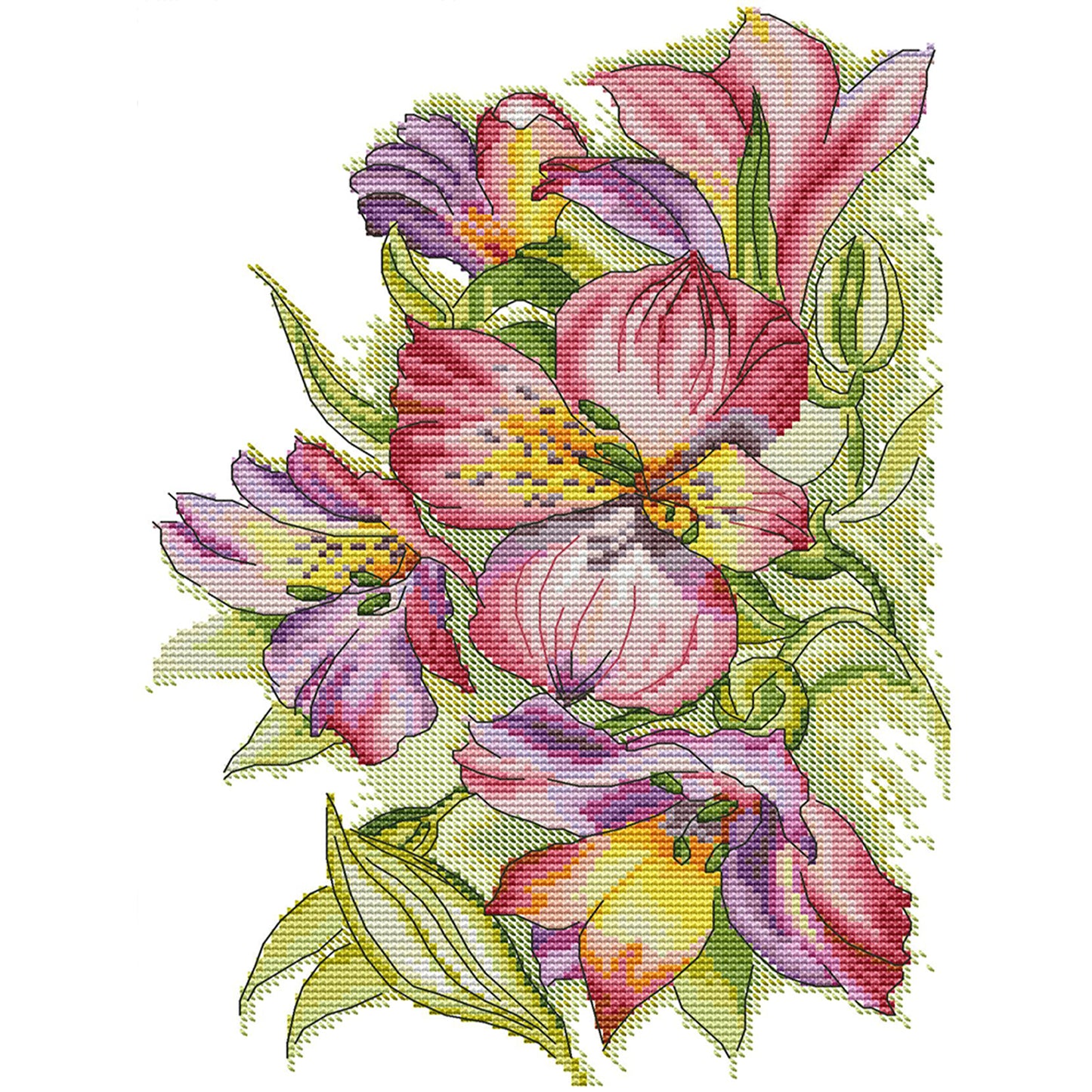 Irises - 14CT Stamped Cross Stitch 26*35CM(Joy Sunday)