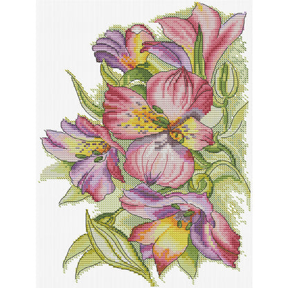 Irises - 14CT Stamped Cross Stitch 26*35CM(Joy Sunday)