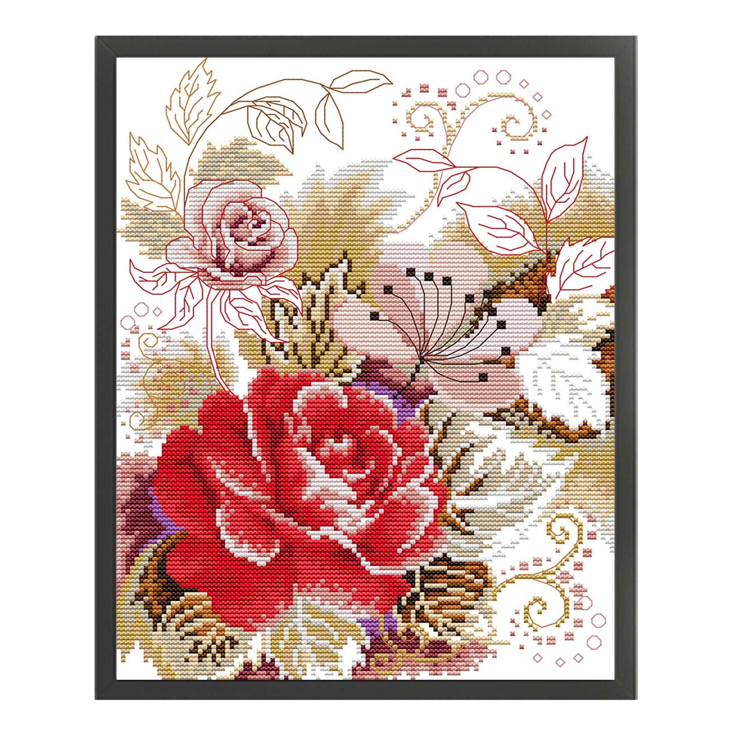 Peony Iv - 14CT Stamped Cross Stitch 27*33CM(Joy Sunday)