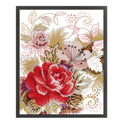 Peony Iv - 14CT Stamped Cross Stitch 27*33CM(Joy Sunday)