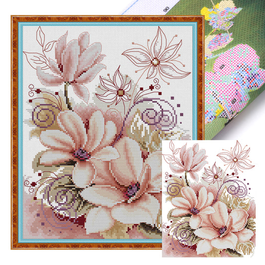 Magnolia - 14CT Stamped Cross Stitch 27*33CM(Joy Sunday)