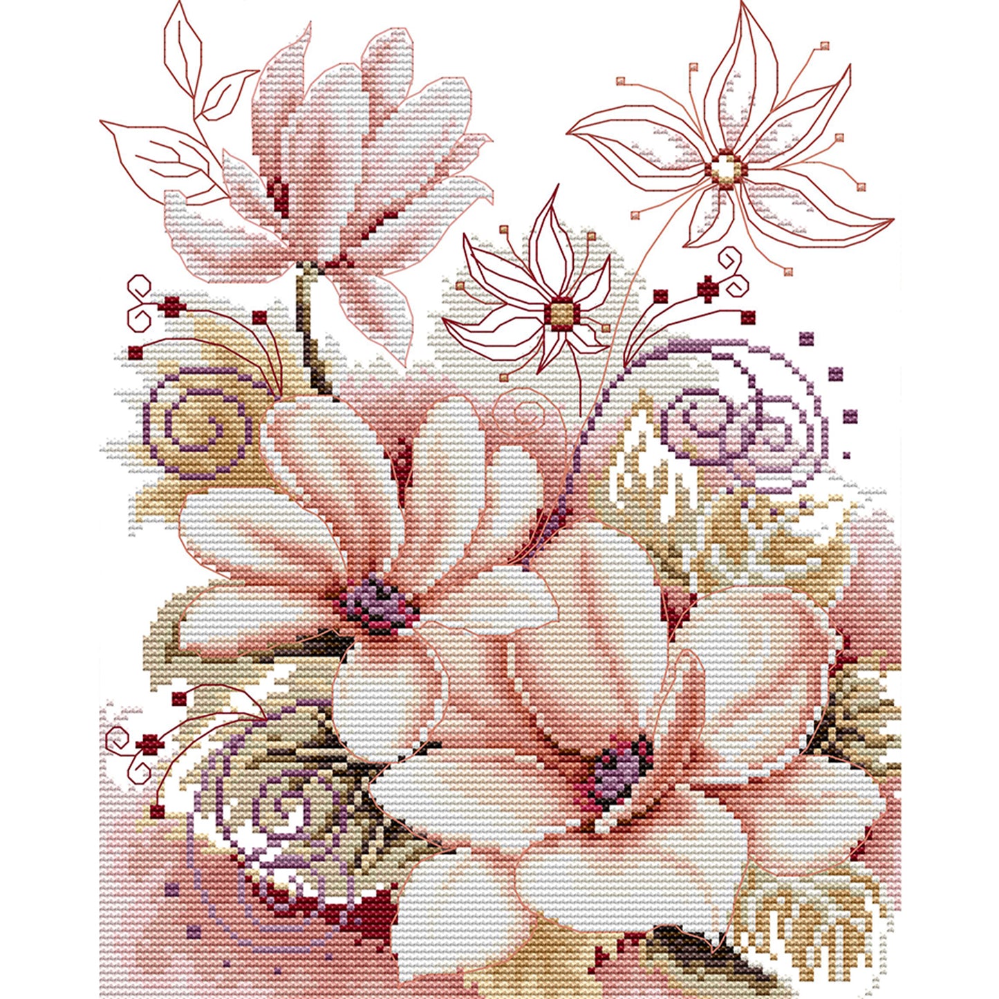 Magnolia - 14CT Stamped Cross Stitch 27*33CM(Joy Sunday)