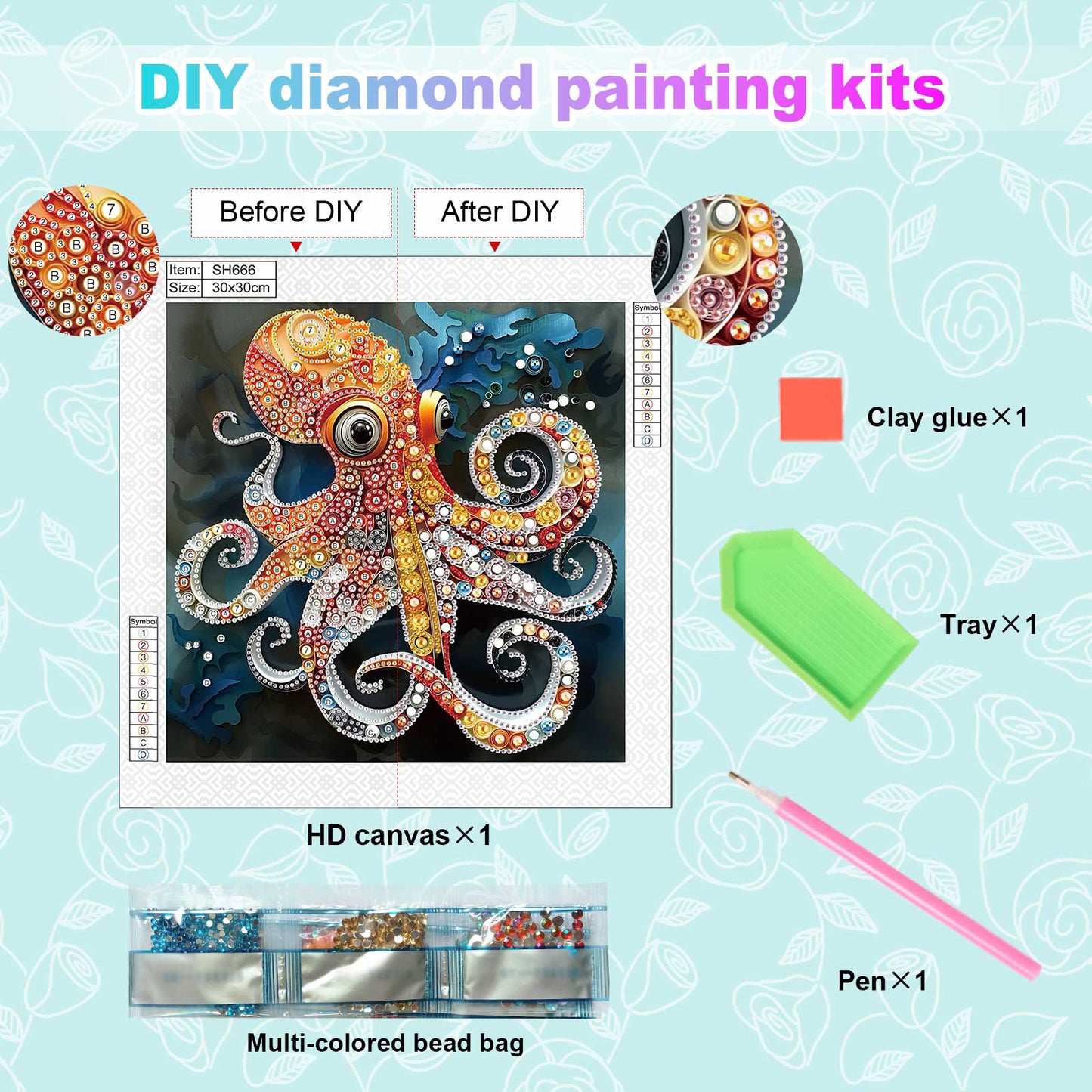 Octopus - Special Shaped Drill Diamond Painting 30*30CM