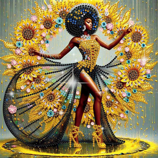 Black Woman - Special Shaped Drill Diamond Painting 30*30CM