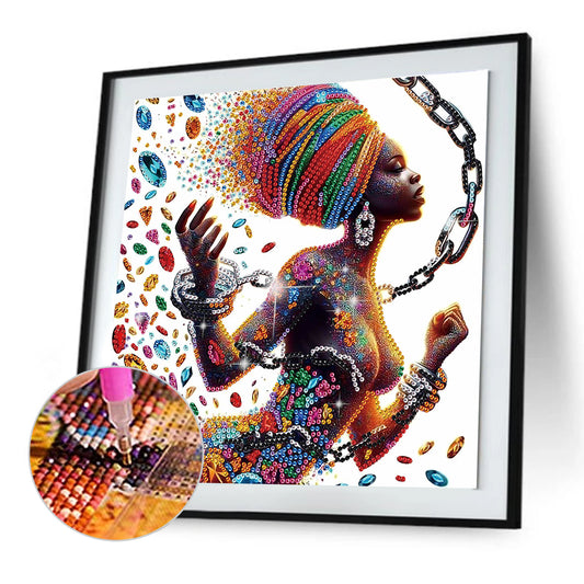 Black Woman - Special Shaped Drill Diamond Painting 30*30CM