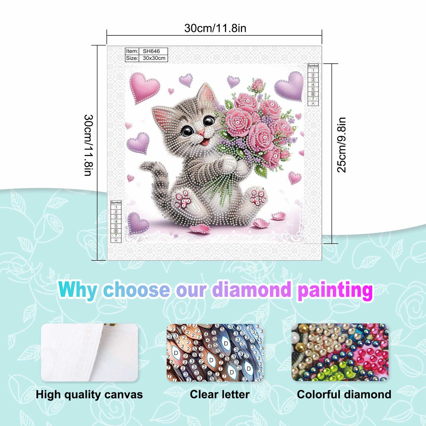 Flower Kitten - Special Shaped Drill Diamond Painting 30*30CM