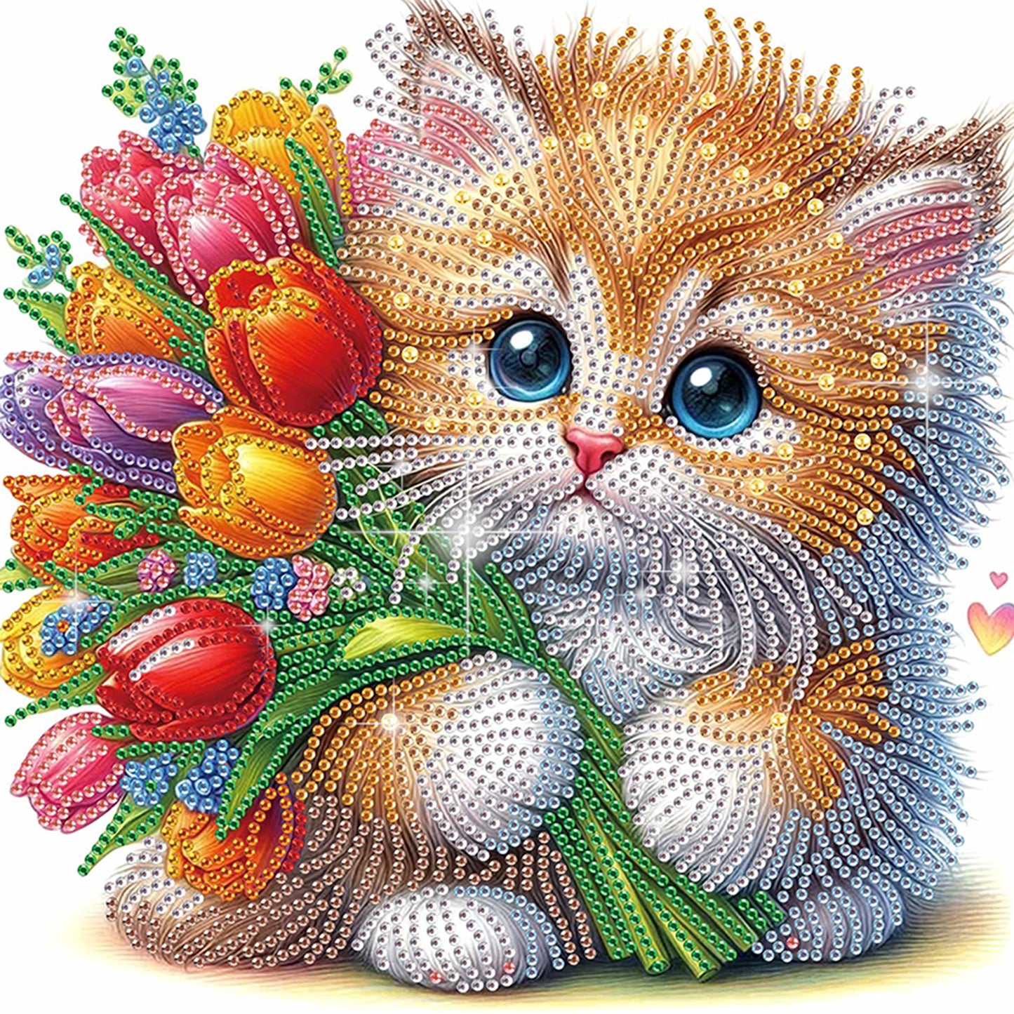 Flower Kitten - Special Shaped Drill Diamond Painting 30*30CM
