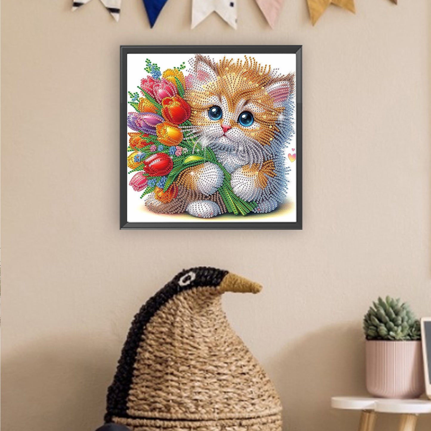Flower Kitten - Special Shaped Drill Diamond Painting 30*30CM