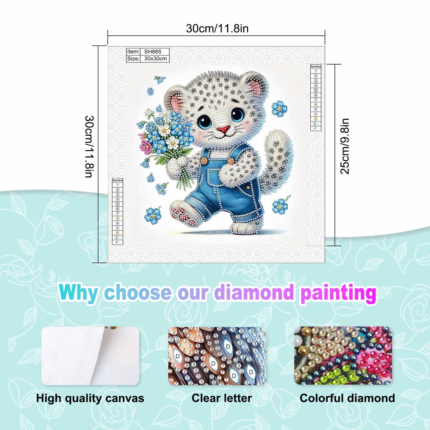 Flower Leopard - Special Shaped Drill Diamond Painting 30*30CM