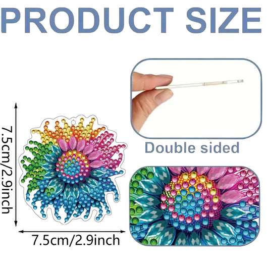 Rainbow 12Pcs 2D Flat DIY Diamond Painting Keychain PVC Crystal Painting Keyring