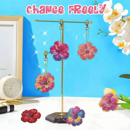 Flower 12Pcs 2D Flat DIY Diamond Painting Keychain PVC Crystal Painting Keyring