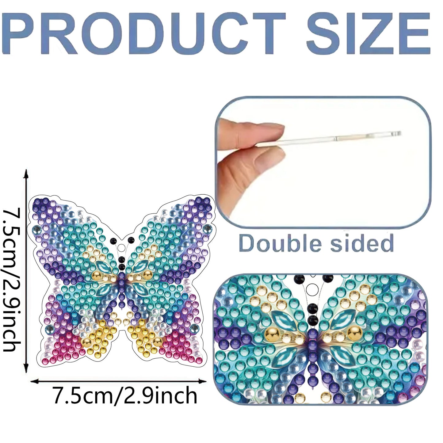 12Pcs 2D Flat DIY Diamond Painting Keychain Crystal Painting Keyring Key Storage